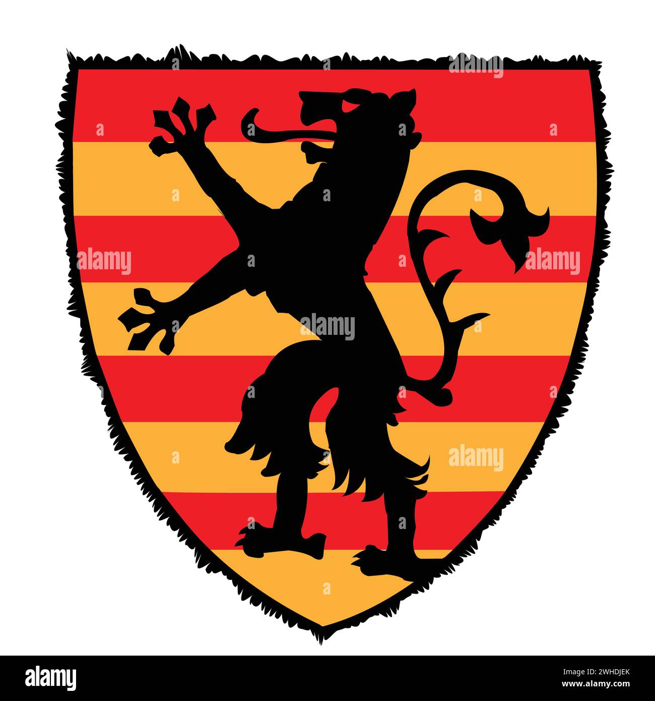 Wunderschönes Wappen mit Tiger in zwei Pfoten; inspiriert vom Wappen der Grafschaft Oltenia Stock Vektor
