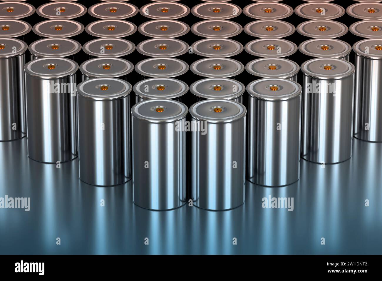 Charge Lithium Traction 4680 Akkumulatorzelle für Batteriemodule, Massenbatterien Hochleistung, Energie für Elektrofahrzeuge, Trockenelektrode, alt Stockfoto
