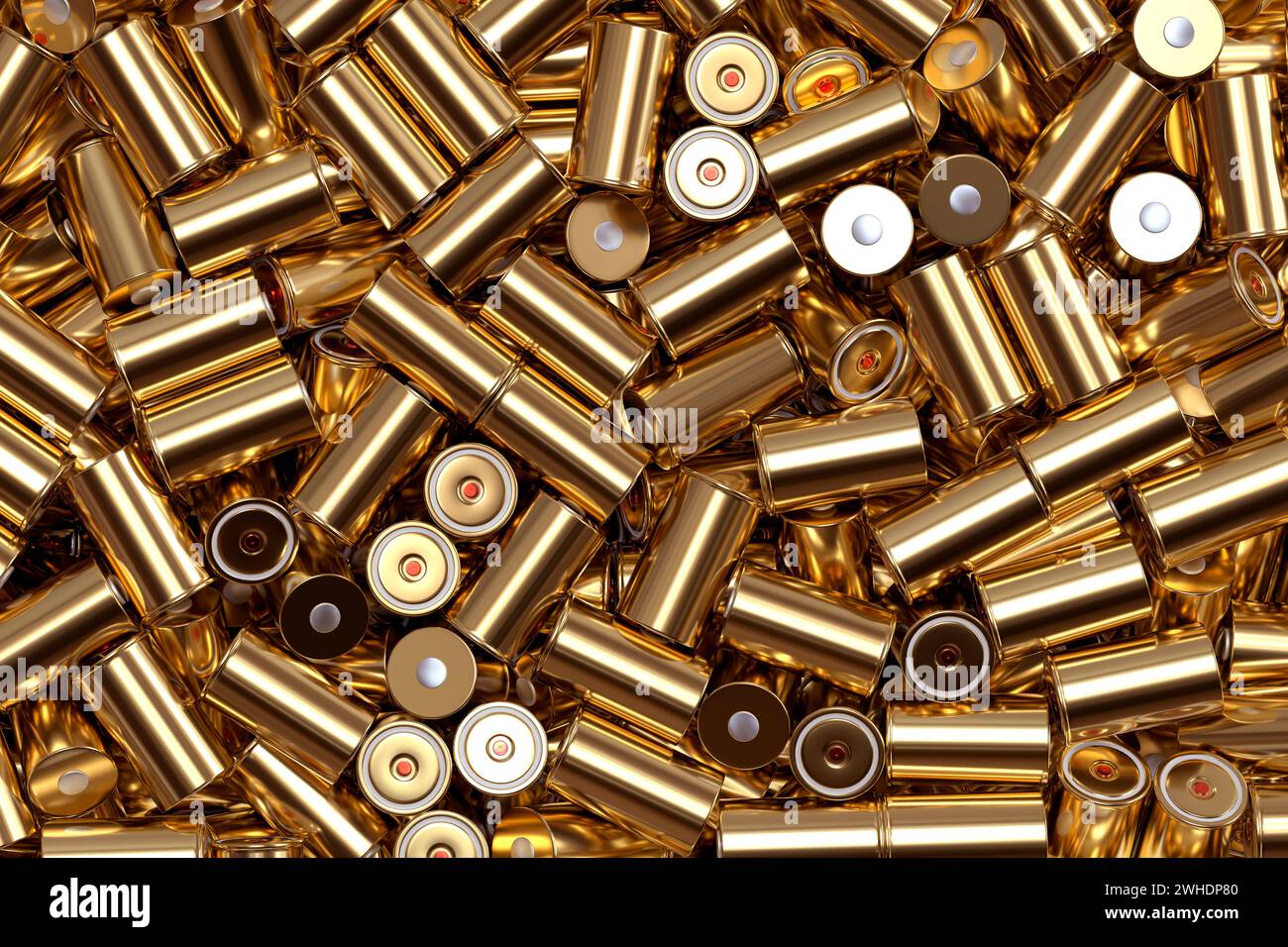 Zylindrische Lithium-Traktionsbatterie im Format 4680 Gold für Batteriemodule, Massenakkumulatoren für hohe Leistung und Energie für Elektrofahrzeuge, u Stockfoto