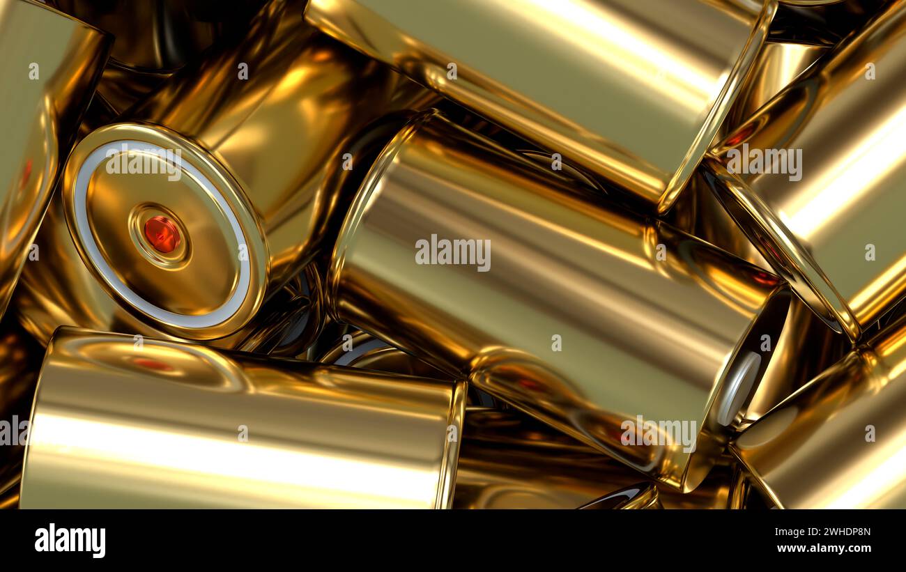 Abfall von Lithium-Traktionsbatterien im Gold-Format 4680, Recyclinganlage für Akkumulatorzellen, Massenproduktionsakkumulatoren Hochleistungsakkumulatoren Automotive Generation Tec Stockfoto