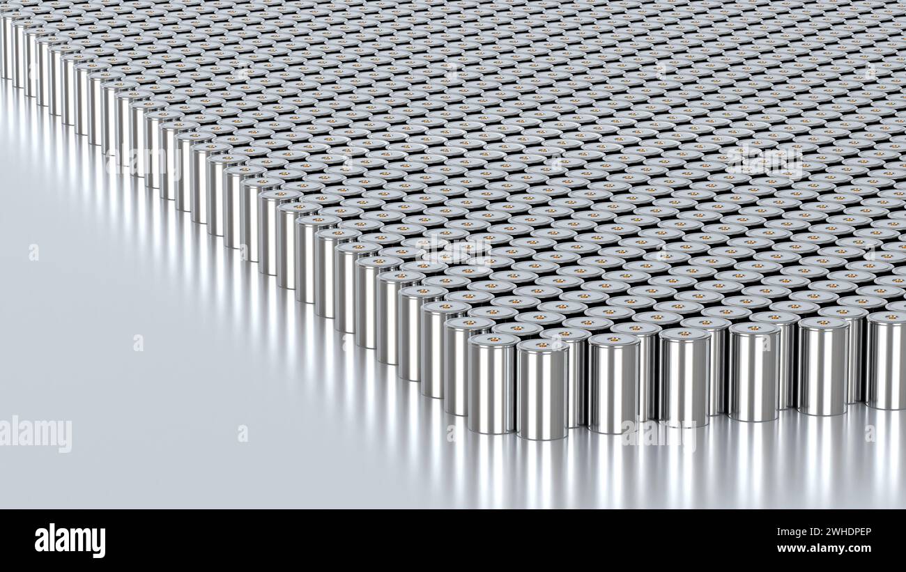 Charge Lithium Traction 4680 Akkumulatorzelle für Batteriemodule, Massenbatterien Hochleistung, Energie für Elektrofahrzeuge, Trockenelektrode, alt Stockfoto