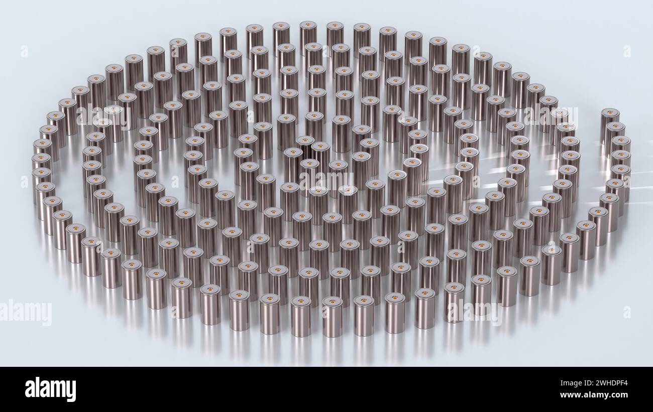 Charge Lithium Traction 4680 Akkumulatorzelle für Batteriemodule, Massenbatterien Hochleistung, Energie für Elektrofahrzeuge, Trockenelektrode, alt Stockfoto