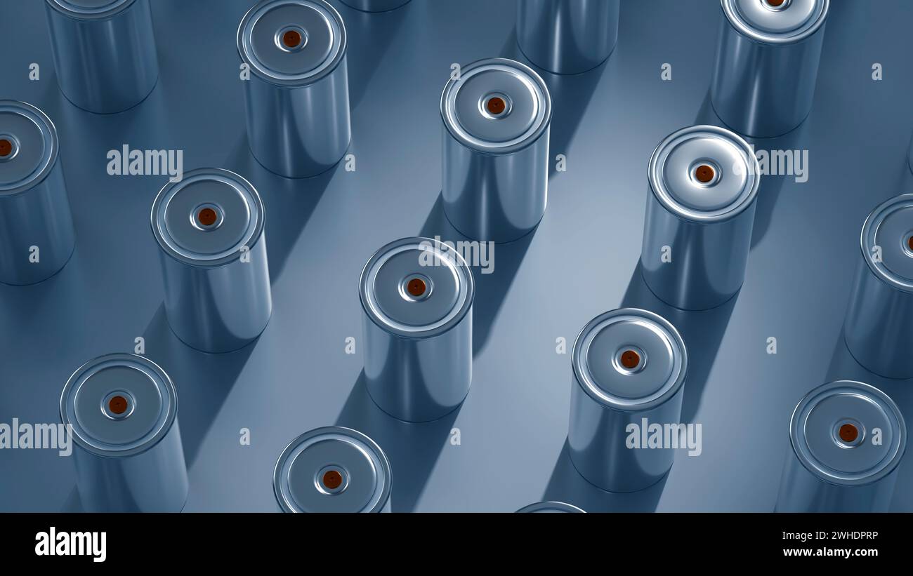 Charge Lithium Traction 4680 Akkumulatorzelle für Batteriemodule, Massenbatterien Hochleistungsbatterien, Elektrofahrzeuge, Trockenelektrode, Wechselstrombatterien Stockfoto