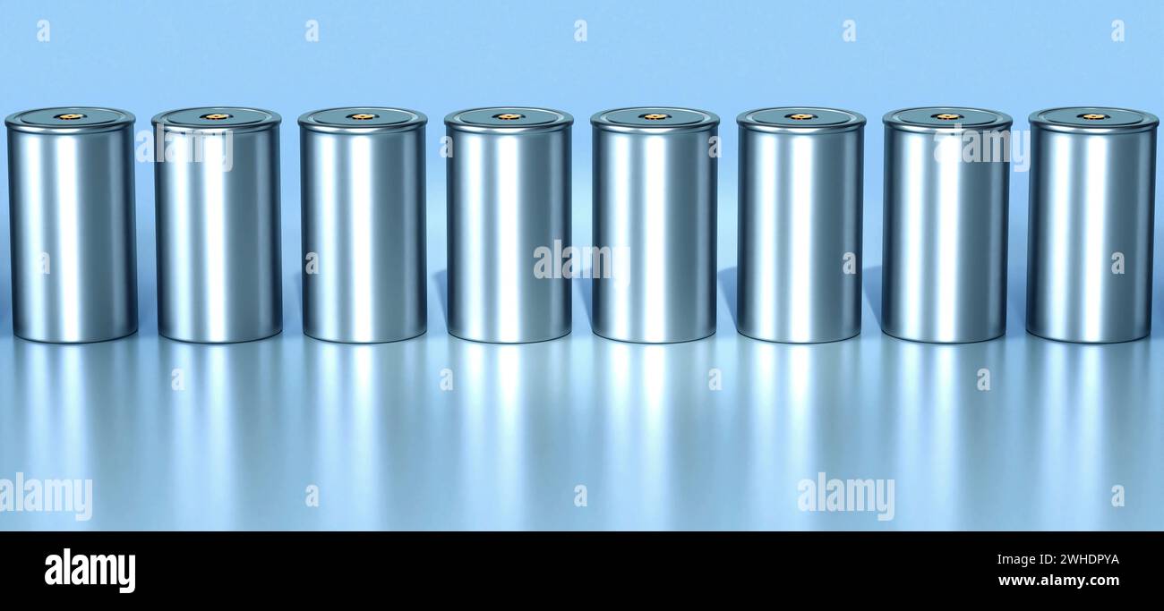 Charge Lithium Traction 4680 Akkumulatorzelle für Batteriemodule, Massenbatterien Hochleistungsbatterien, Elektrofahrzeuge, Trockenelektrode, Wechselstrombatterien Stockfoto