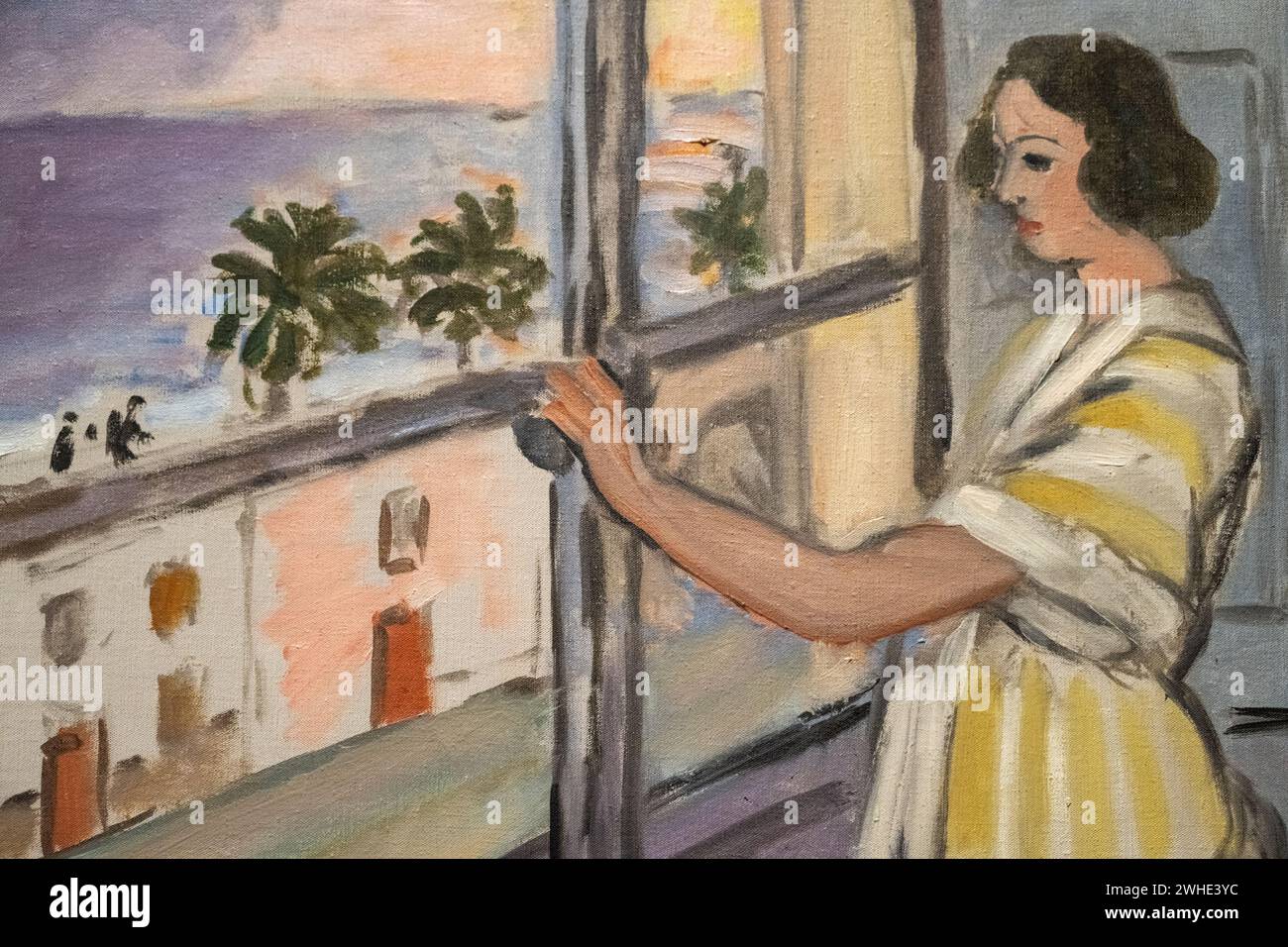 Zugeschnittenes Bild von Henri Matisse 1921 Öl auf Leinwand „Young Woman at the Window, Sunset“ im Baltimore Museum of Art Stockfoto