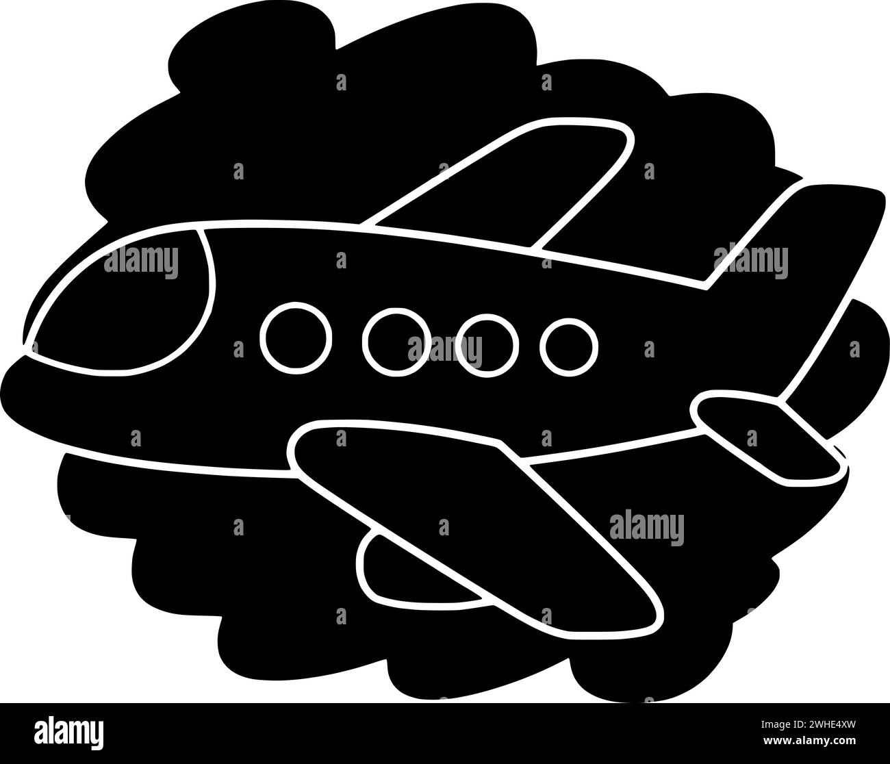 Flugzeug Illustration Fliege Silhouette Reise Logo Tourismus Icon Flugzeug Umriss Himmel Luftfahrt Transport Luftflugzeug Flug Business Transport Jet Form Reise Passagier Stock Vektor