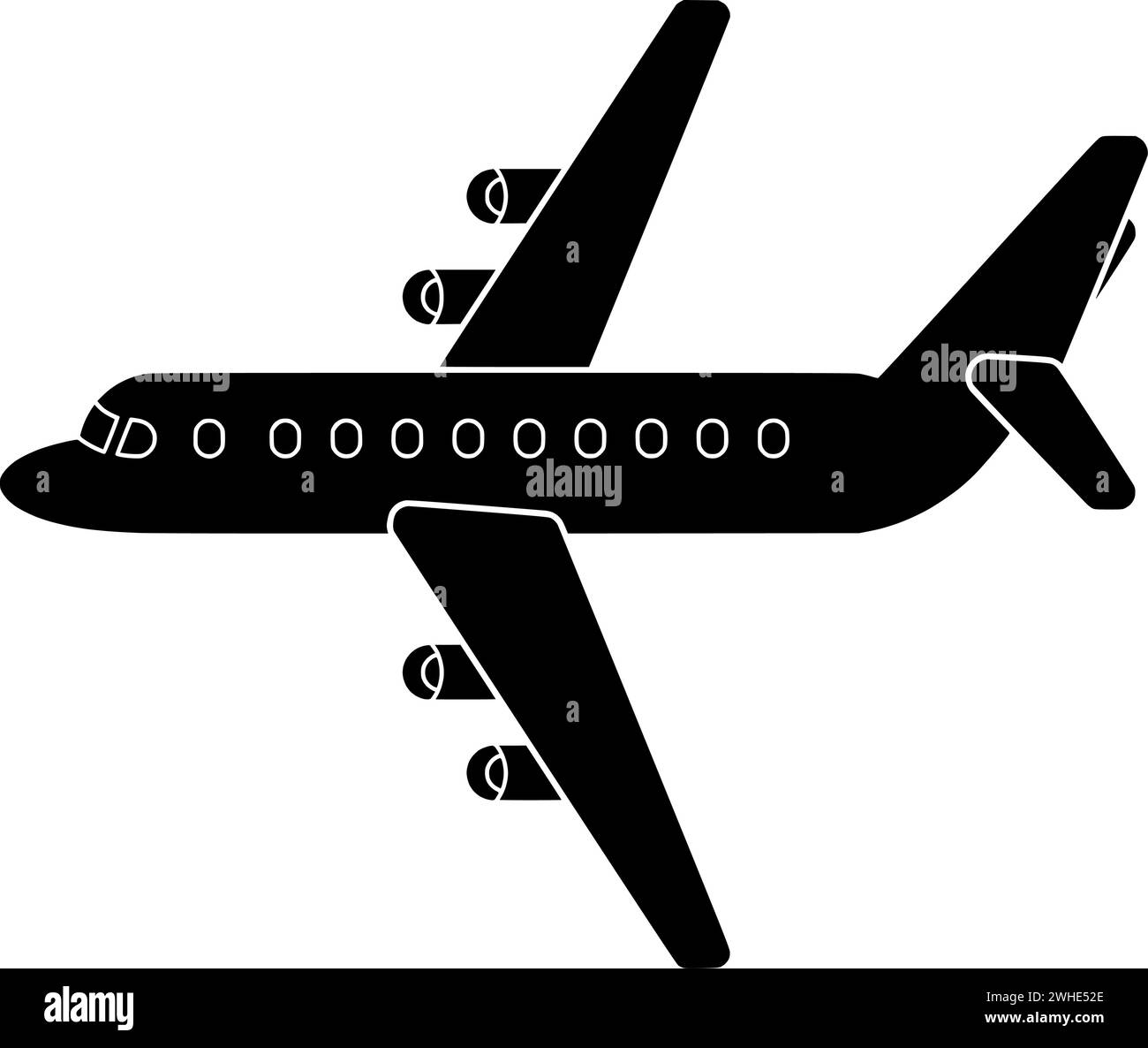 Flugzeug Illustration Fliege Silhouette Reise Logo Tourismus Icon Flugzeug Umriss Himmel Luftfahrt Transport Luftflugzeug Flug Business Transport Jet Form Reise Passagier Stock Vektor