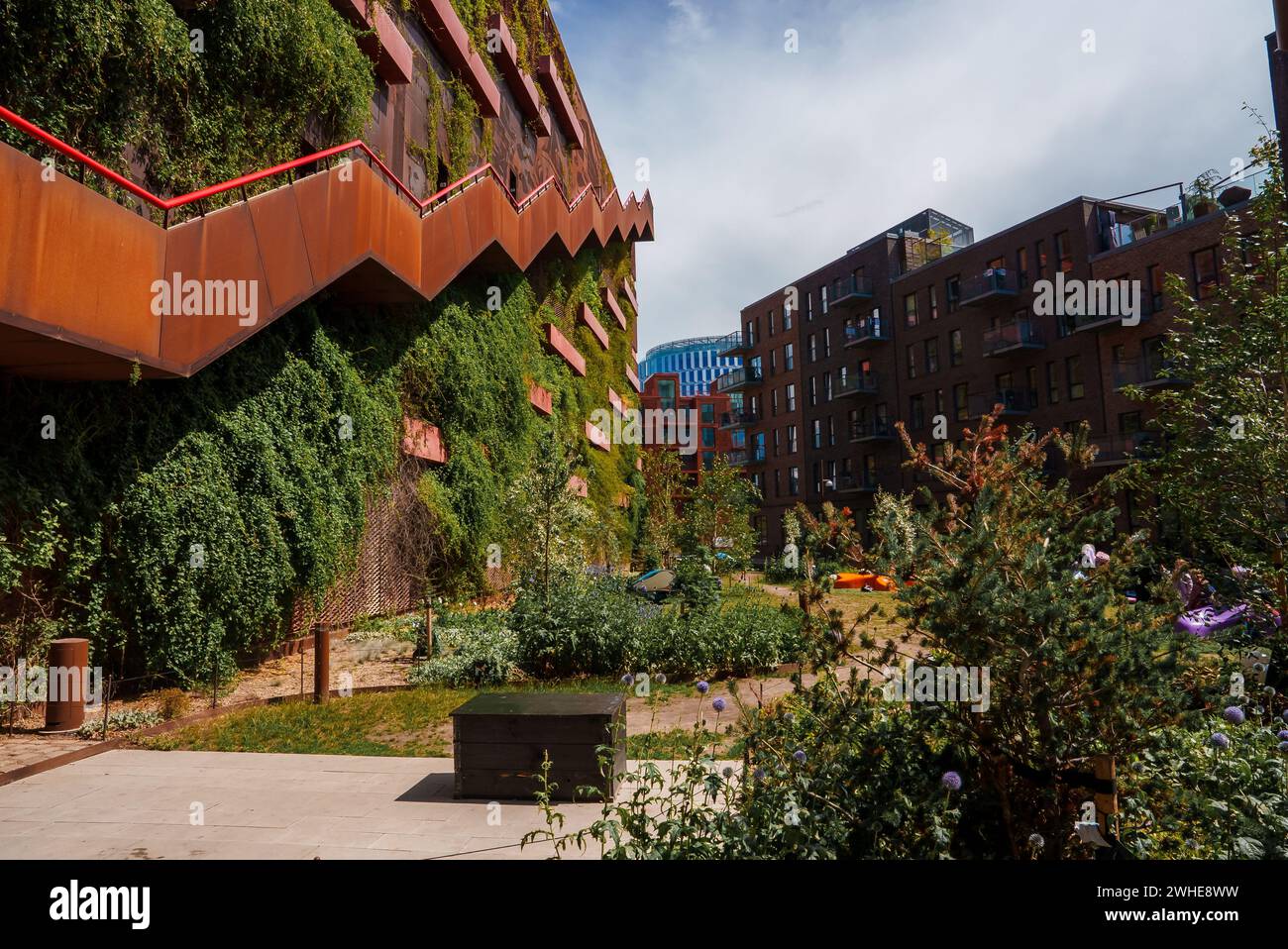 Moderne umweltfreundliche Stadtlandschaft mit grüner Architektur, Kopenhagen Stockfoto