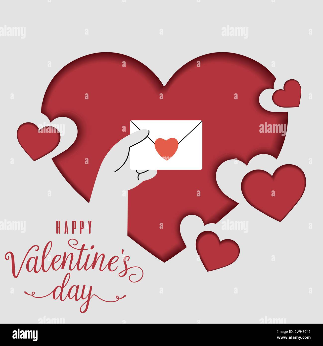 Isolierte Herzform mit Hand halten Buchstaben Happy valentine Day Vektor Stock Vektor