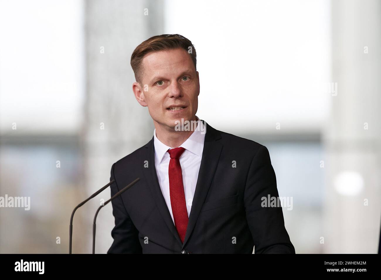 '23.01.2024, Deutschland, Berlin, Berlin - Kai Niebert, Präsident des Deutschen Naturschutzrings, bei der Pressekonferenz im Bundeskanzleramt danach Stockfoto