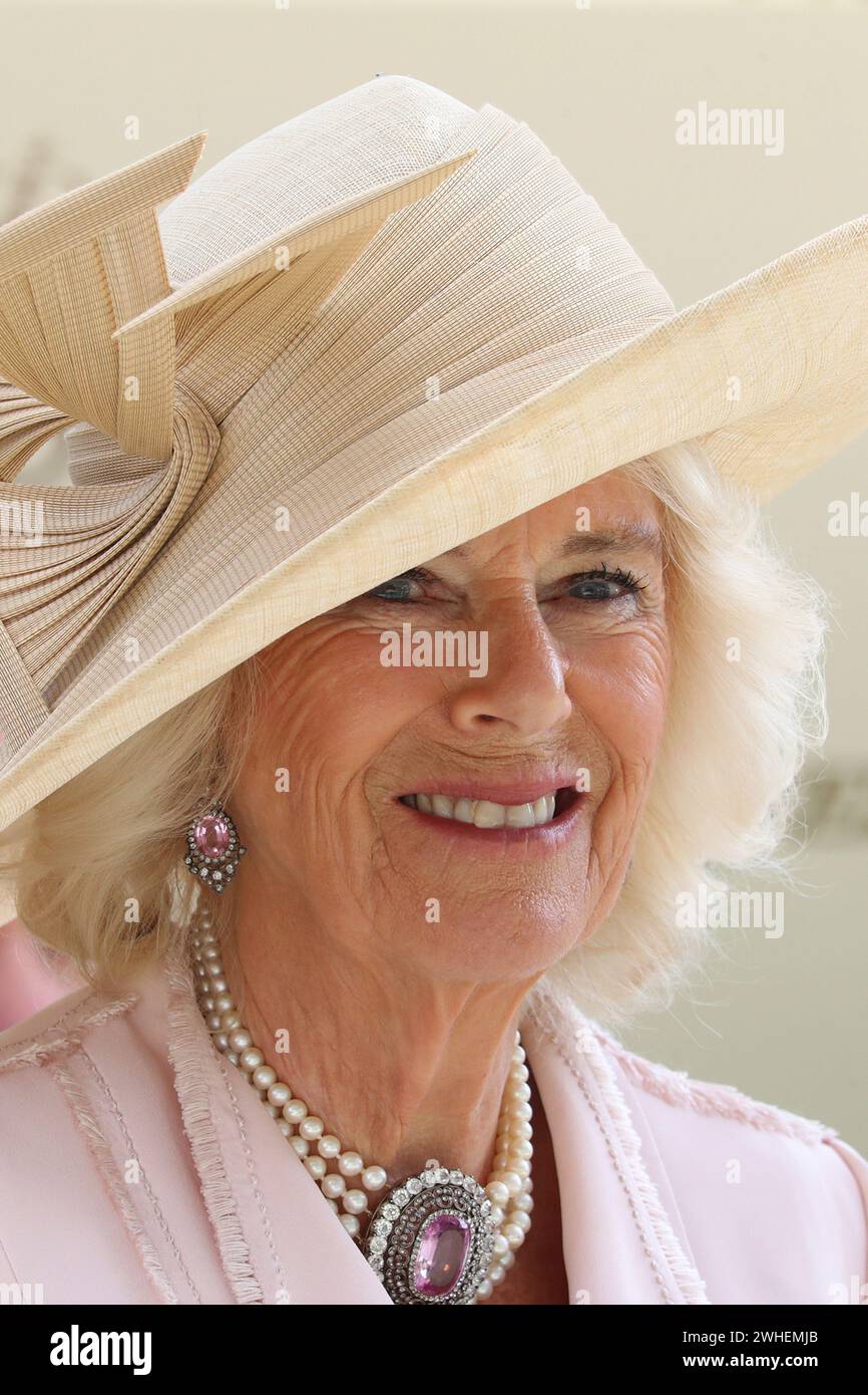 '21.06.2023, UK, Windsor, Ascot - HRH Camilla, die Königin Consort. 00S230621D399CAROEX.JPG [MODELLVERSION: NEIN, EIGENSCHAFTSFREIGABE: NEIN (c) caro Images / S Stockfoto
