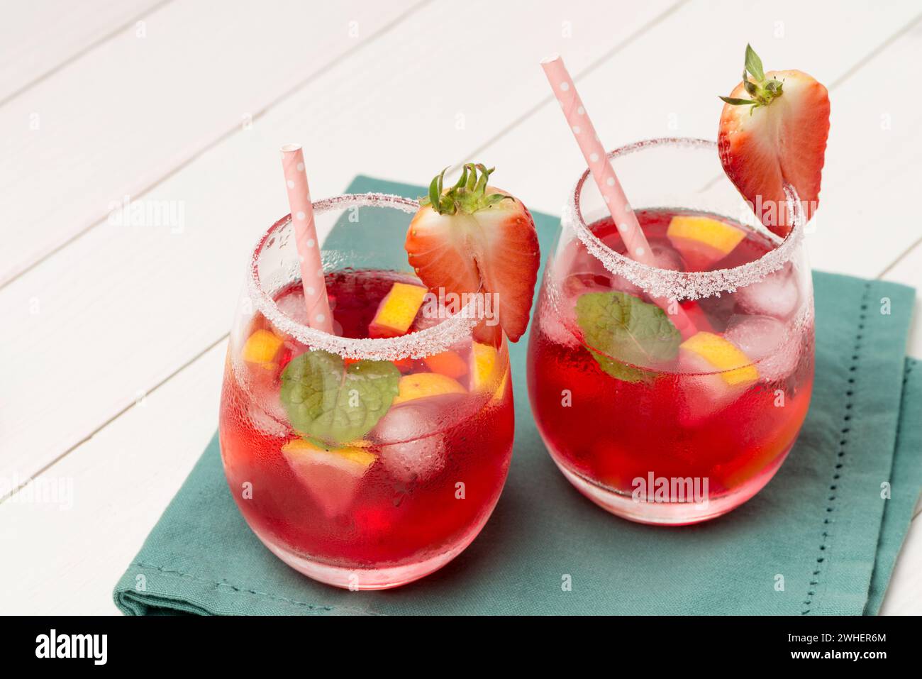 Kaltes Erdbeergetränk Stockfoto