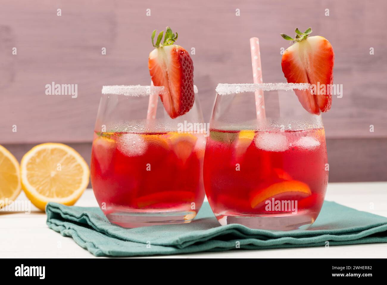 Kaltes Erdbeergetränk Stockfoto