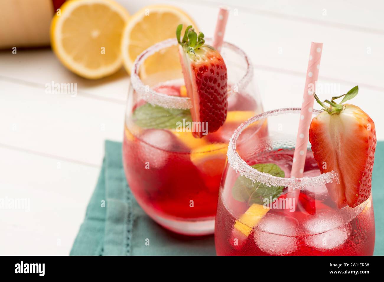 Kaltes Erdbeergetränk Stockfoto