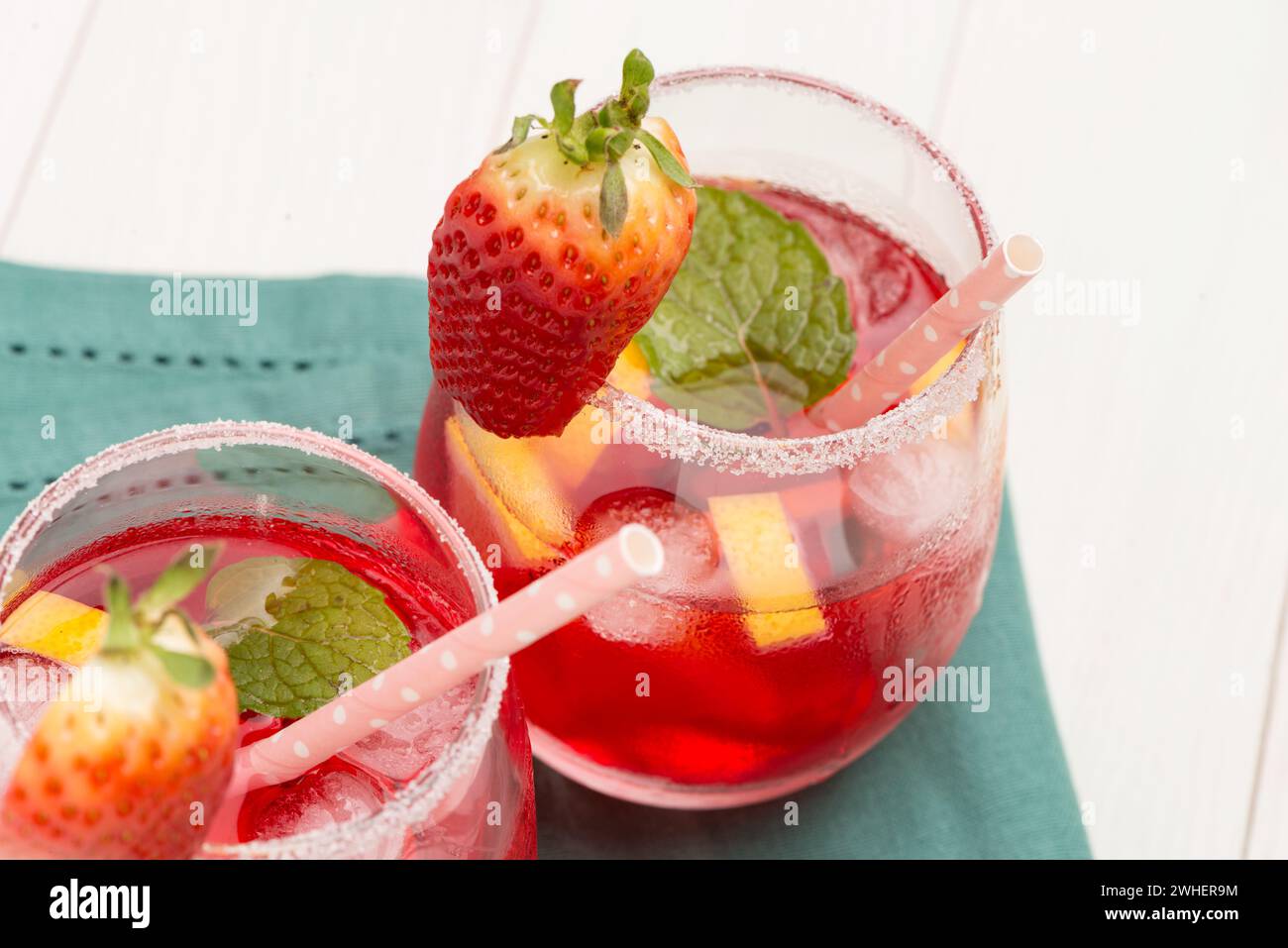 Kaltes Erdbeergetränk Stockfoto