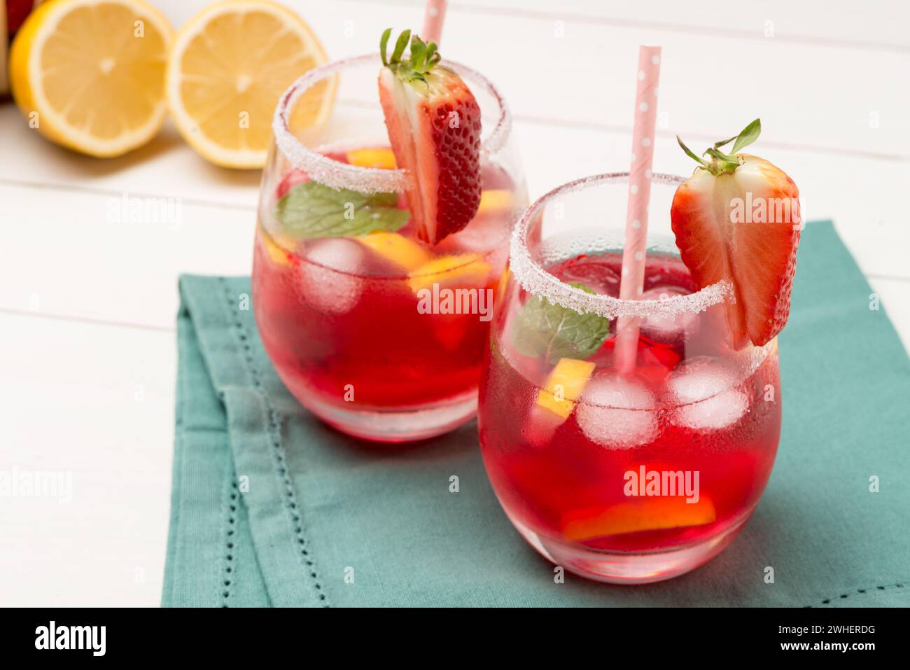 Kaltes Erdbeergetränk Stockfoto