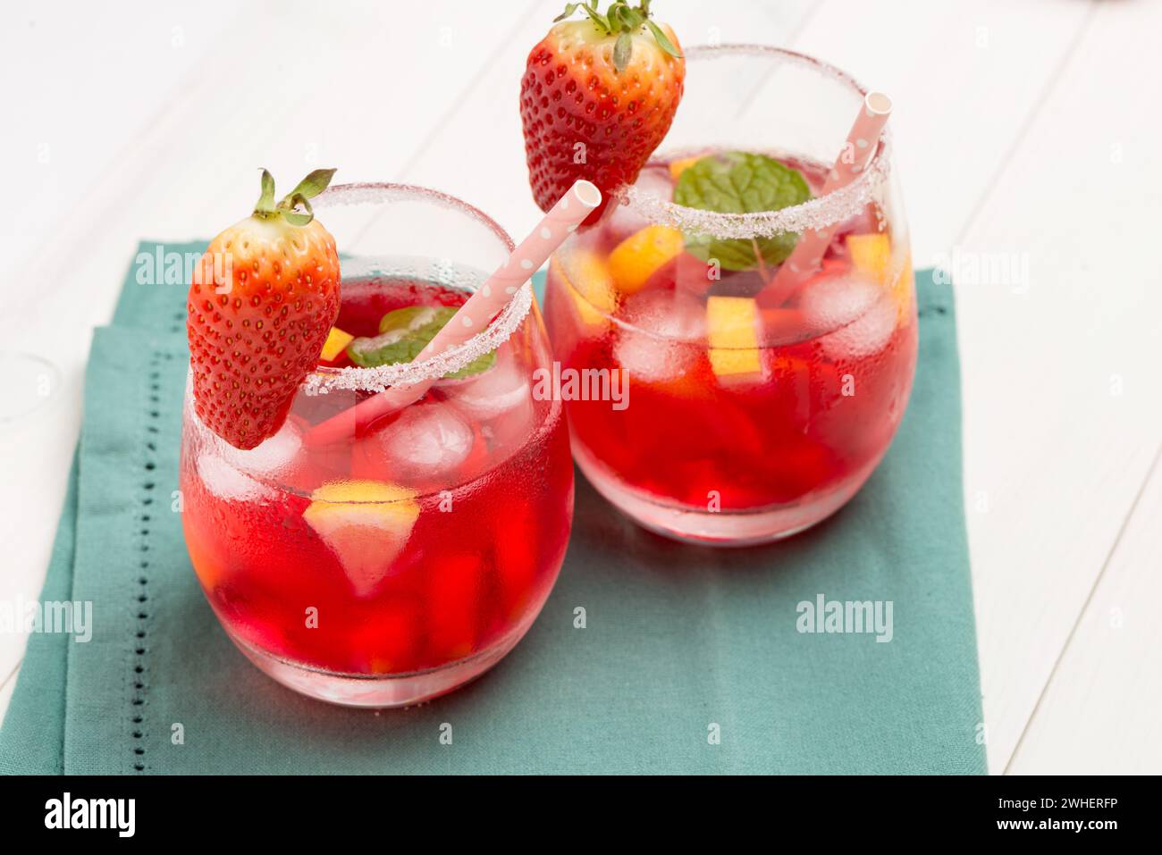 Kaltes Erdbeergetränk Stockfoto