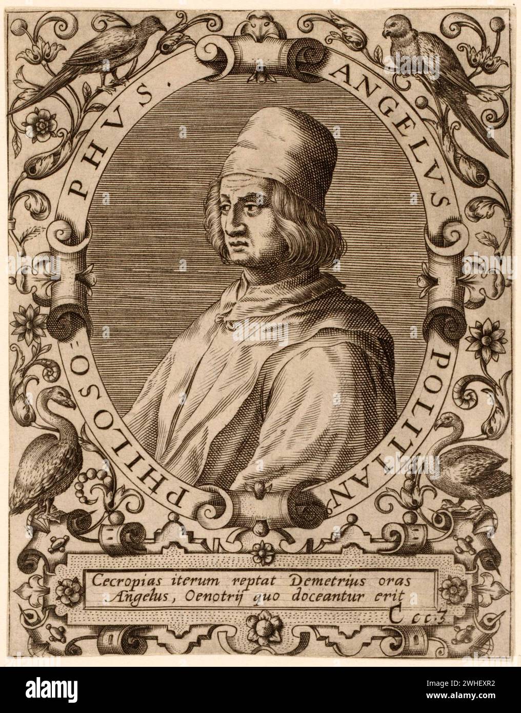 1490 c, ITALIEN : der italienische Renaissance-Philosoph, Dichter und Humanist ANGELO POLIZIANO ( Agnolo Ambrogini , 1454–1494 ). Porträt von Robert Boissard ( 1597–1599 ). - FILOSOFIA - FILOSOFO - RINASCIMENTO - RITRATTO - ARTE - KUNST - GRAVUR - INCISIONE - STAMPA - PHILOSOPHIE - LETTERATURA - LITERATUR - LETTERATO - SCRITTORE - SCHRIFTSTELLER - UMANISTA - RINASCIMENTO - RENAISSANCE - POETA - POESIE - GESCHICHTE - FOTO STORICHE - ARCHIVIO GBB Stockfoto