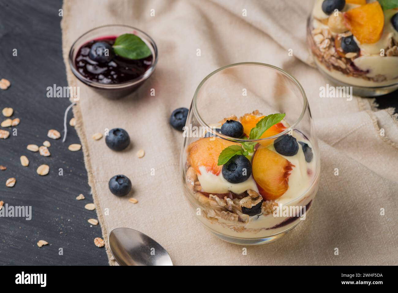 Sahne- und Pfirsichwüste Stockfoto