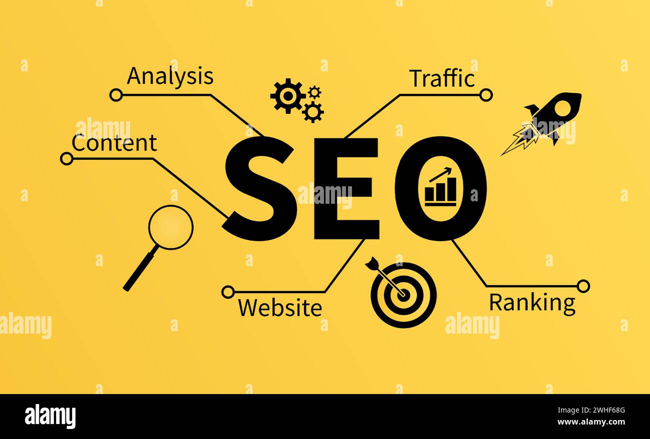 SEO Suchmaschinenoptimierung Konzept Vektorillustration Stock Vektor