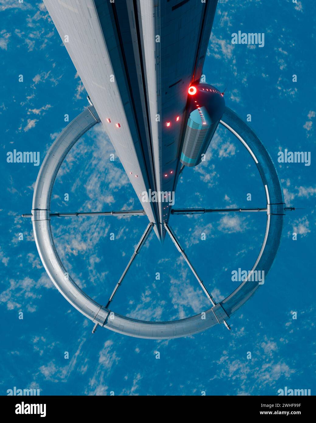 Kunstwerk eines Space Elevators Stockfoto