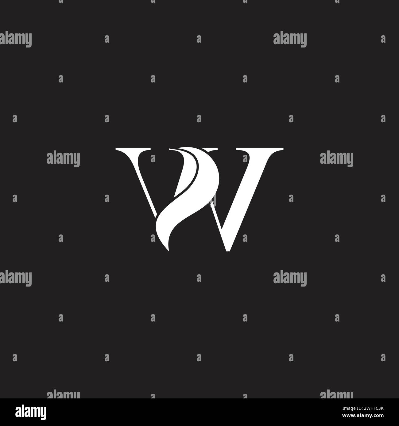 Buchstabe W Kurven Rauch eleganter Logo Vektor Stock Vektor