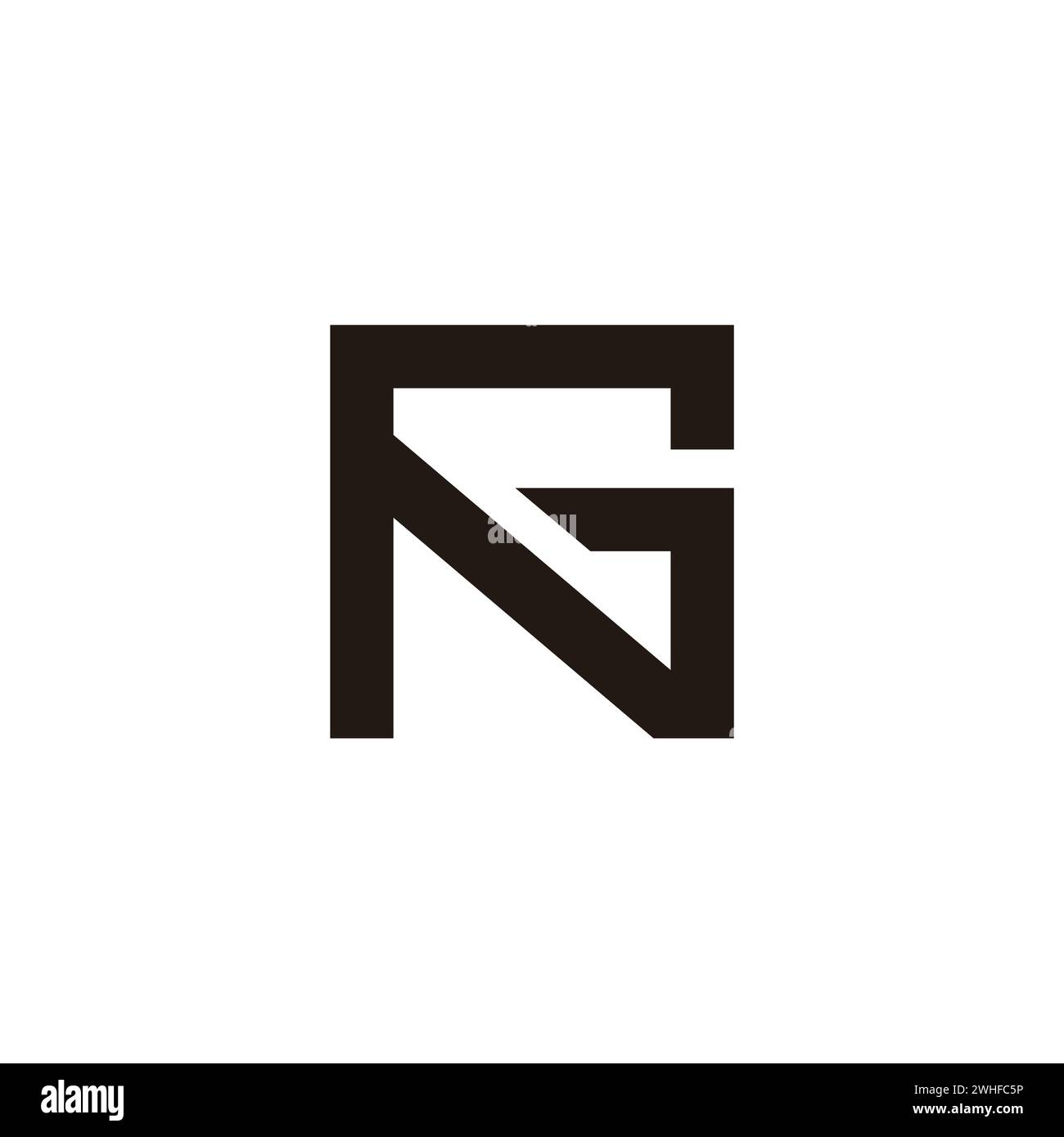 Buchstabe ng einfacher geometrischer quadratischer Logovektor Stock Vektor