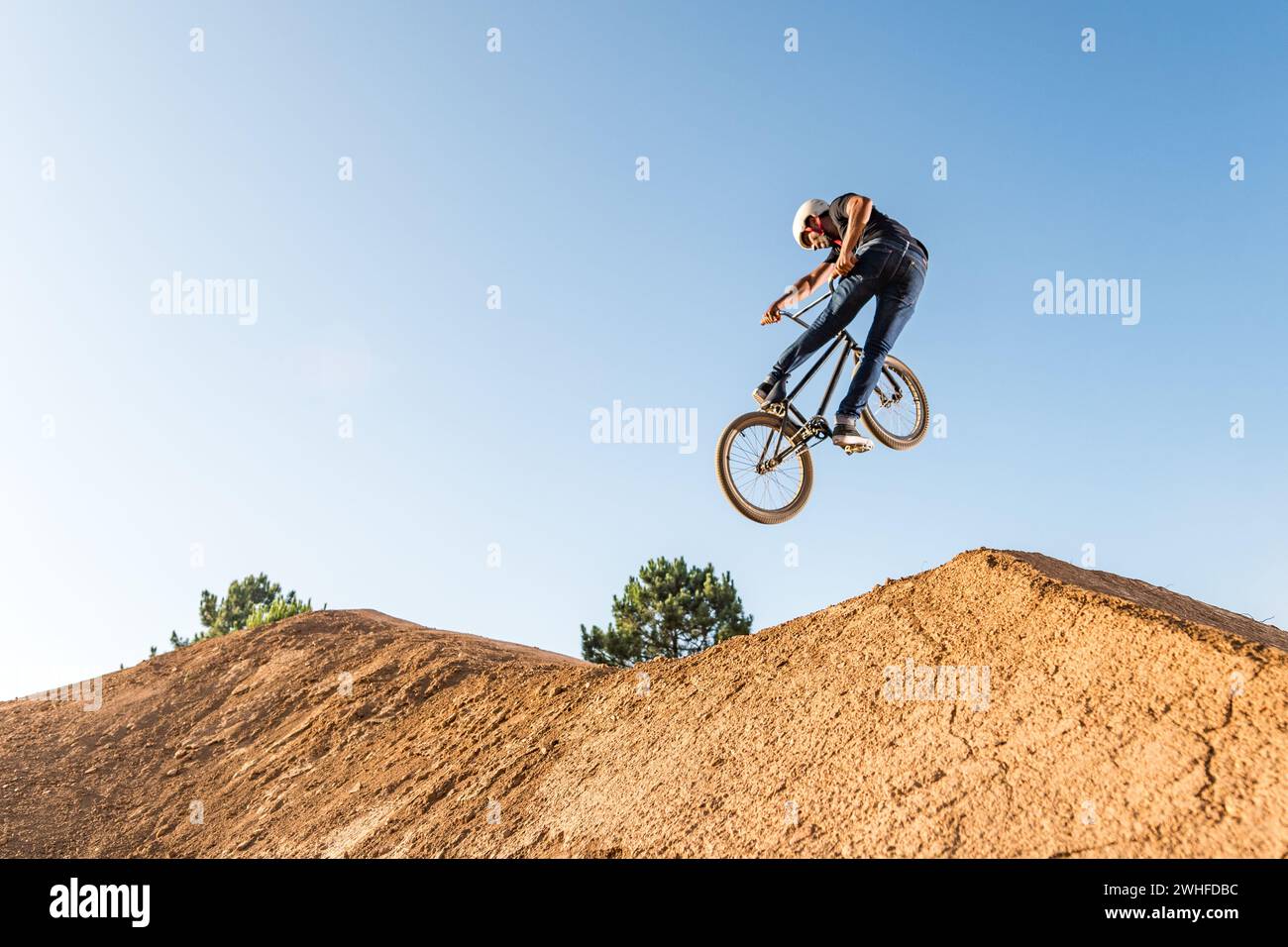 BMX Bike Stunt Rückblick Stockfoto