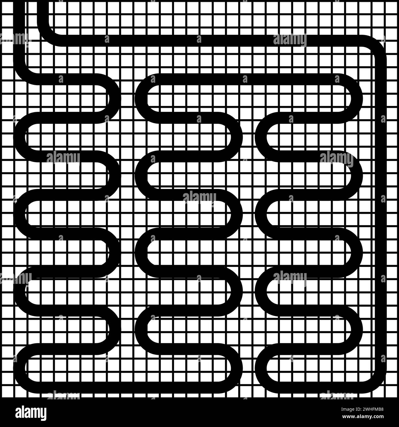 Elektrische Fußbodenheizung warm beheizt Symbol schwarz Farbe Vektor Illustration Bild flach Stil einfach Stock Vektor