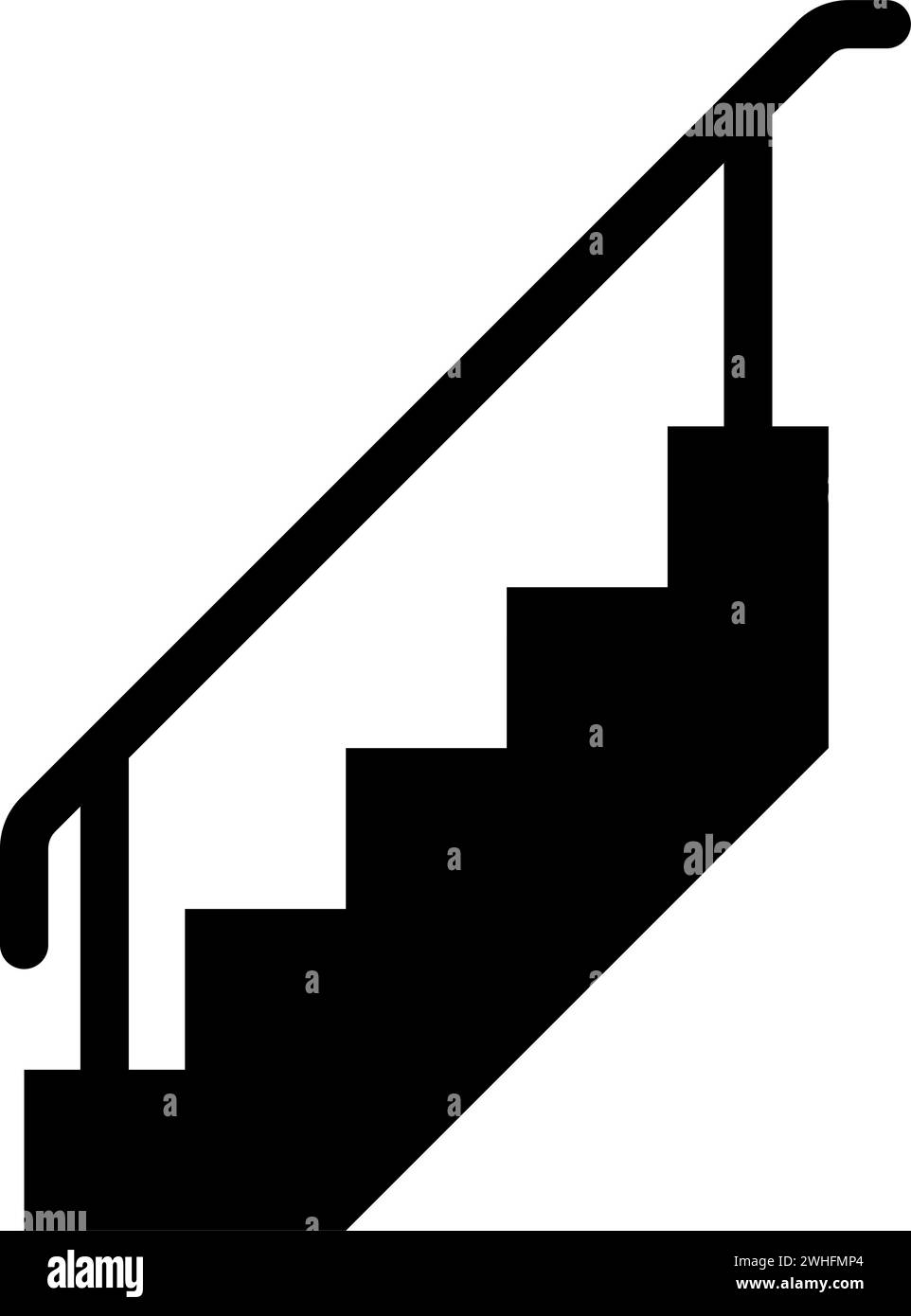 Treppe mit Geländer Treppe mit Handlauf Leiter Zaun Treppenhaus Icon schwarze Farbe Vektor Illustration Bild flach Stil einfach Stock Vektor