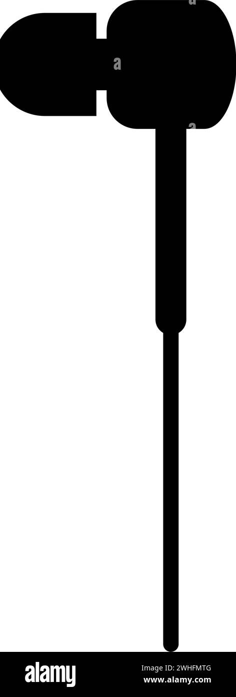 Vakuum Kopfhörer kabelgebunden Symbol schwarz Farbe Vektor Illustration Bild flach Stil einfach Stock Vektor