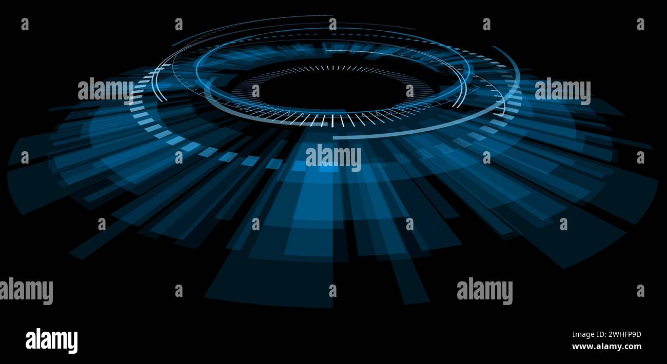 Holografisches, blau leuchtendes futuristisches hud-Design Stockfoto