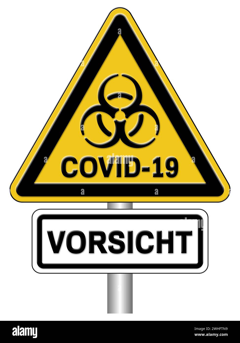 Warnschild COVID-19 Stockfoto
