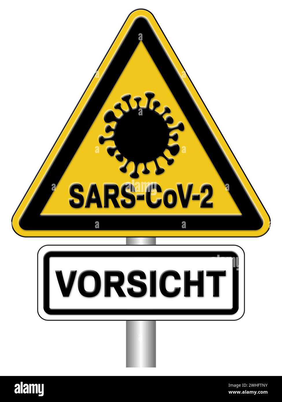 Coronavirus SARS-CoV-2 COVID-19-Warnzeichen Stockfoto