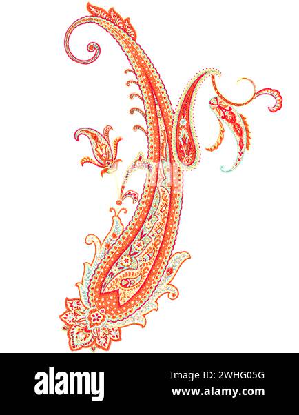 paisley-Motiv in Textil digital mit schönem Farbmotiv Textildruck Stock Vektor