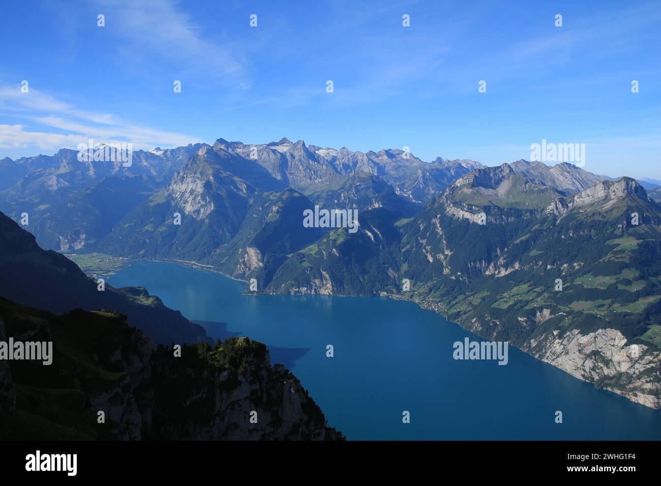 Blick vom Mount Fronalpstock in Richtung Kanton URI. Stockfoto