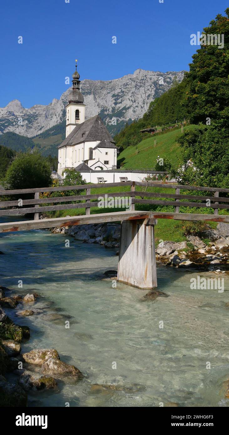 Kirche St. Sebastian in Ramsau bei Berchtesgaden Stockfoto