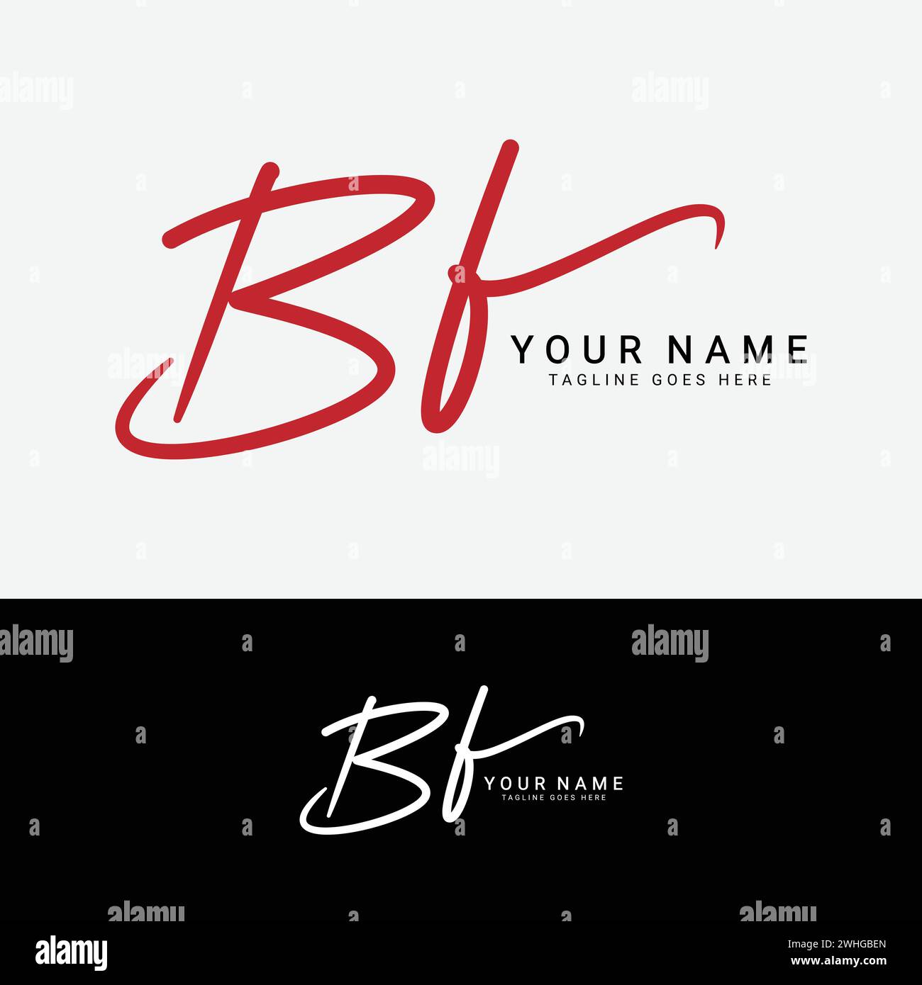 B, F, BF Anfangsbuchstabe Logo. Handgeschriebenes Signature-Logo mit Buchstabe BF Stock Vektor