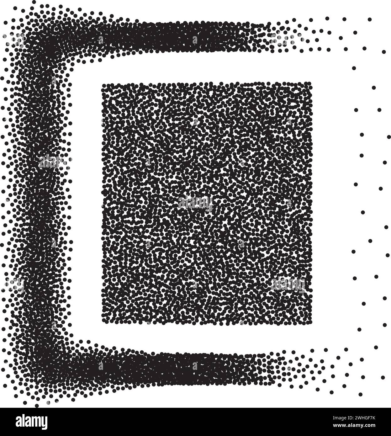 Abstraktes gepunktetes quadratisches Muster in Schwarz-weiß-Vektor Stock Vektor