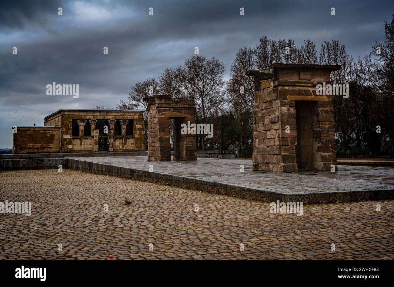 Nubischer Tempel von Debod, Madrid, Spanien. Februar 2022 Stockfoto