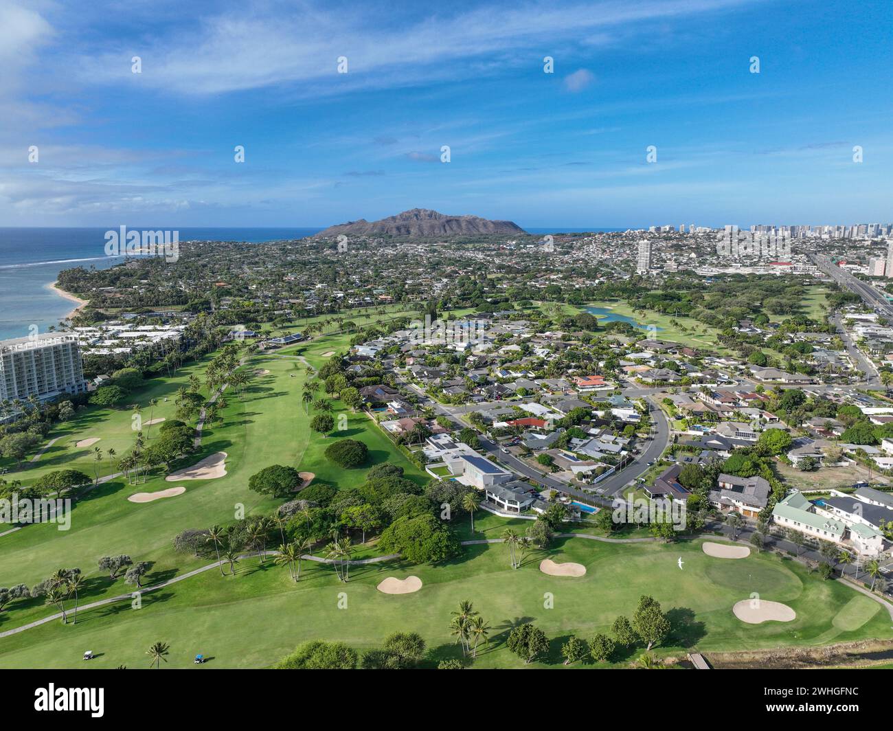 Luftaufnahme von Kahala und dem Pazifik, Honolulu, Hawaii Stockfoto