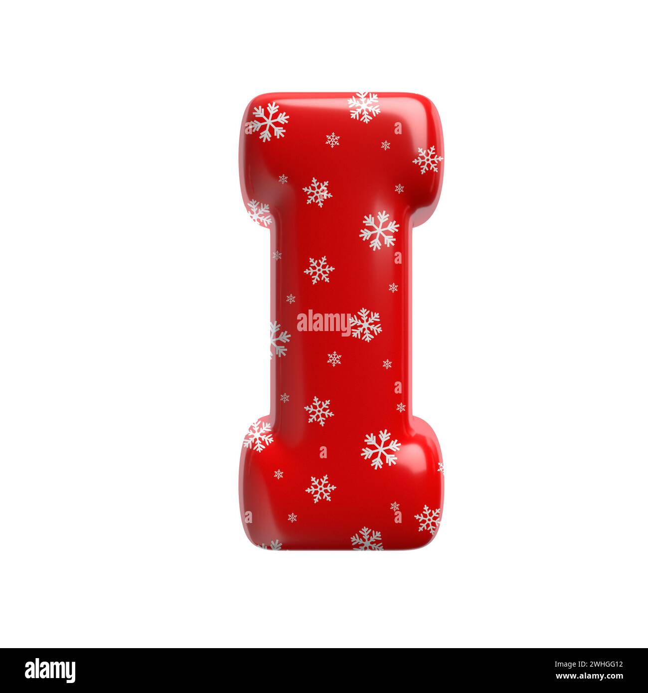 Schneeflockenbuchstabe I - große 3D-weihnachtsschrift - geeignet für Weihnachten, weihnachtsmann oder Winter verwandte Themen Stockfoto