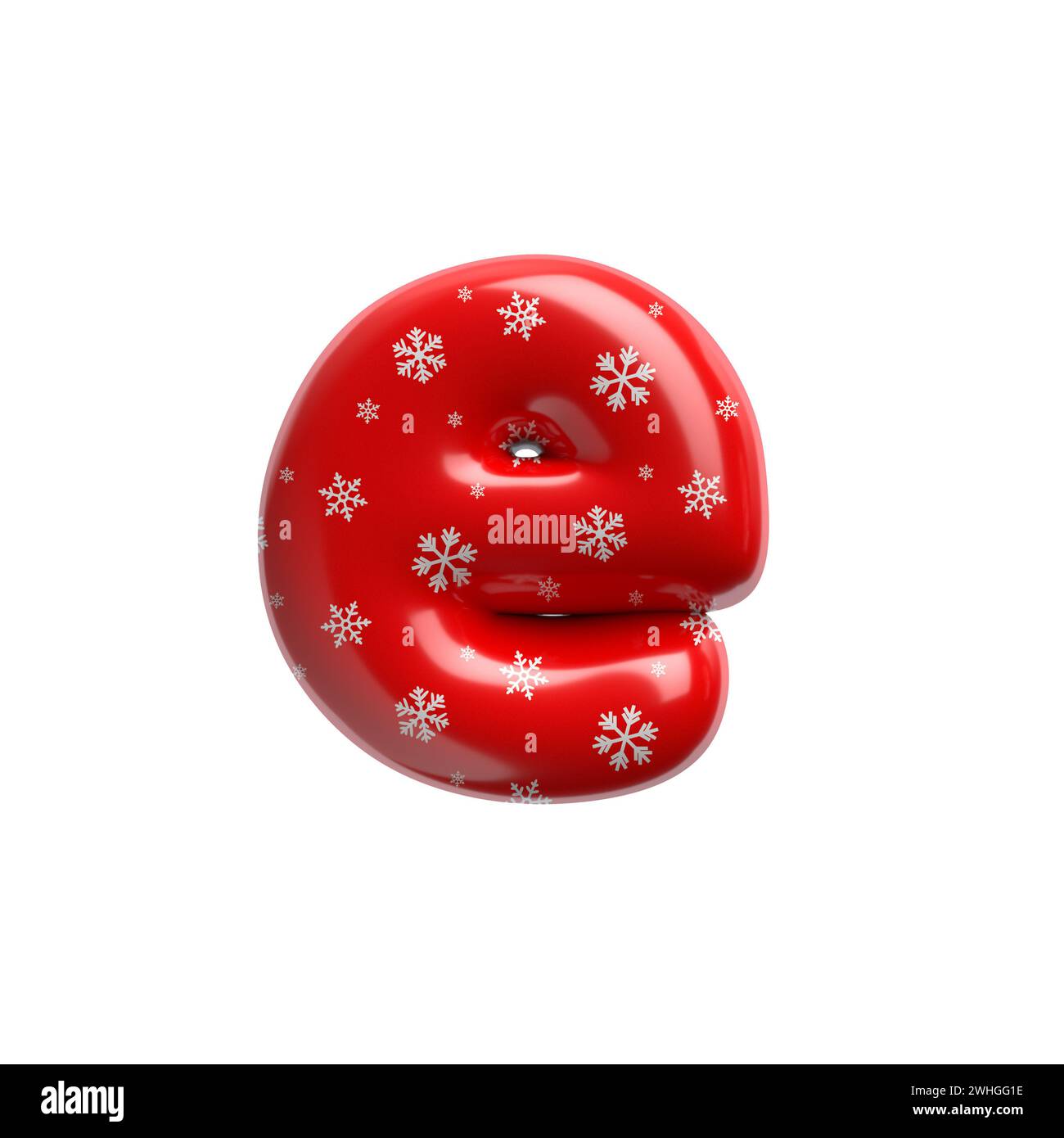Schneeflocken-Buchstabe E – Kleinbuchstabe 3D-weihnachtsschrift – geeignet für Weihnachten, weihnachtsmann oder Winter-Themen Stockfoto