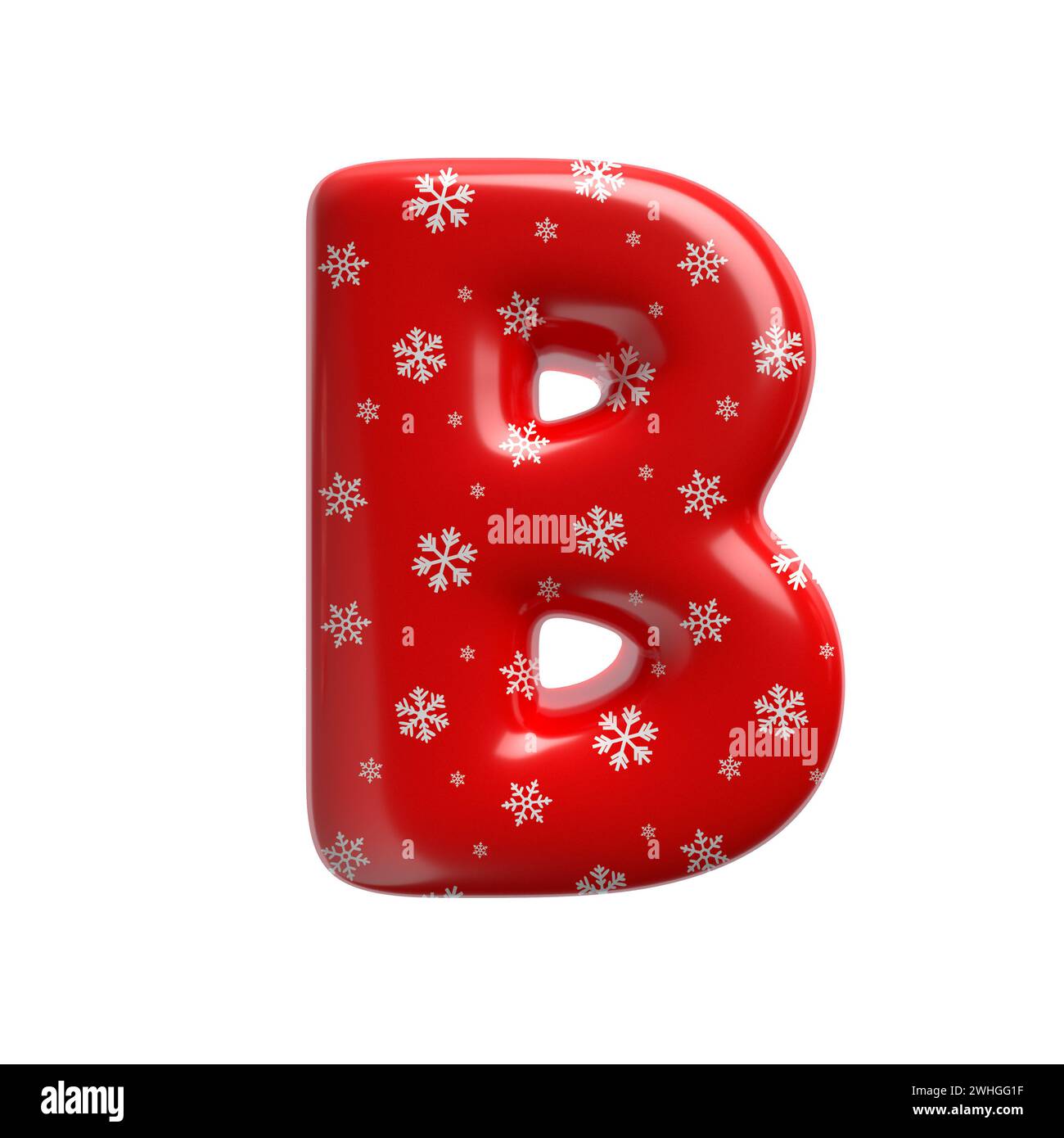 Schneeflockenbuchstabe B - große 3D-weihnachtsschrift - geeignet für Weihnachten, weihnachtsmann oder Winter-Themen Stockfoto