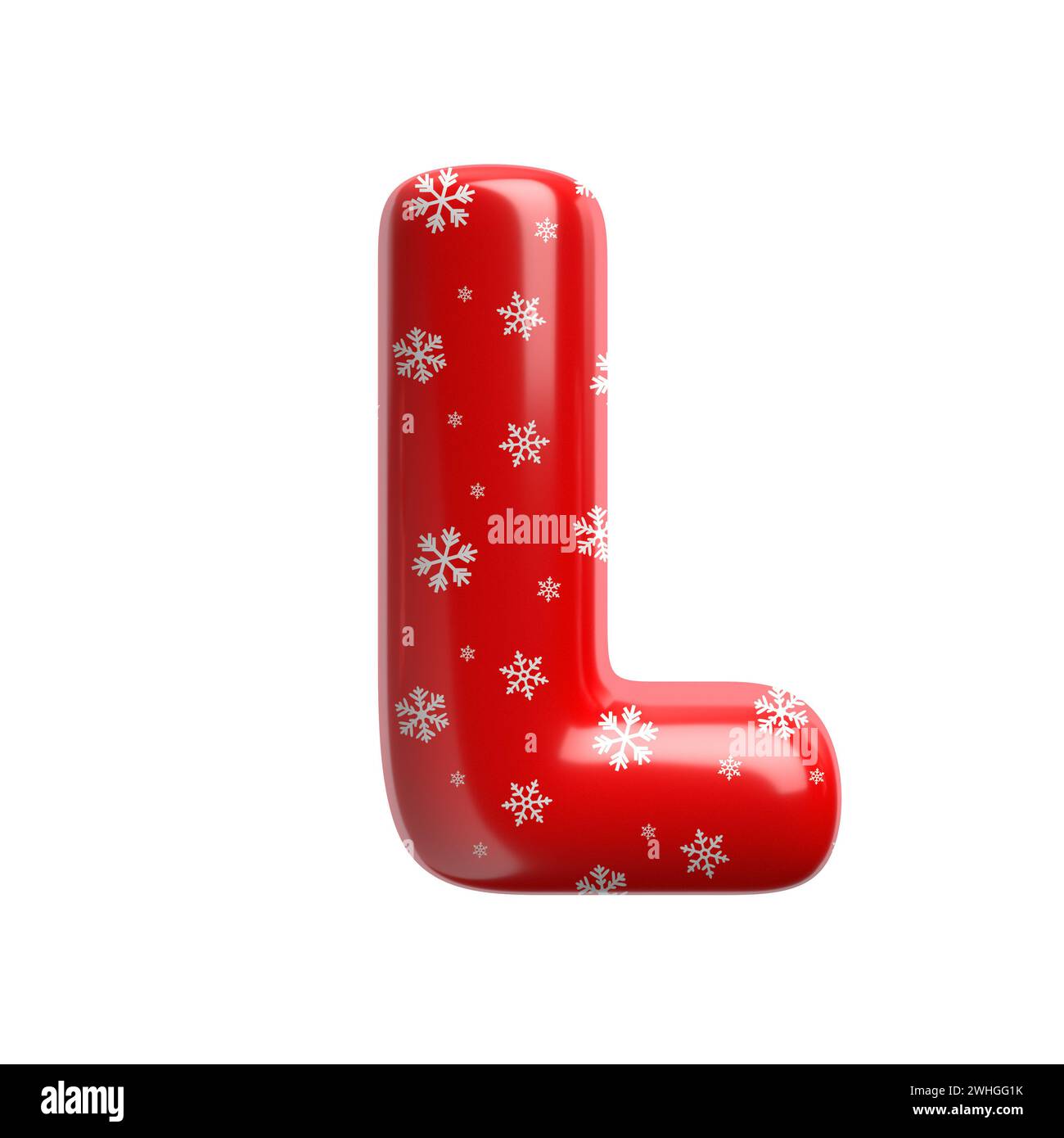 Schneeflockenbuchstabe L - große 3D-weihnachtsschrift - geeignet für Weihnachten, weihnachtsmann oder Winterthemen Stockfoto