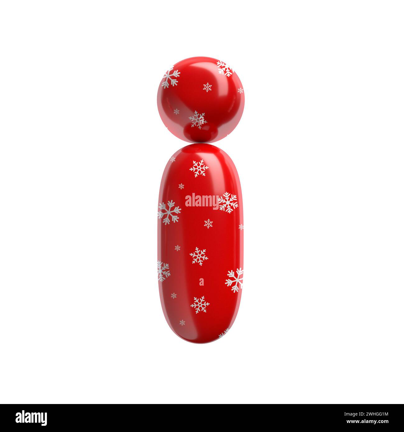 Schneeflocken-Buchstabe I – kleine 3D-weihnachtsschrift – geeignet für Themen zu Weihnachten, weihnachtsmann oder Winter Stockfoto