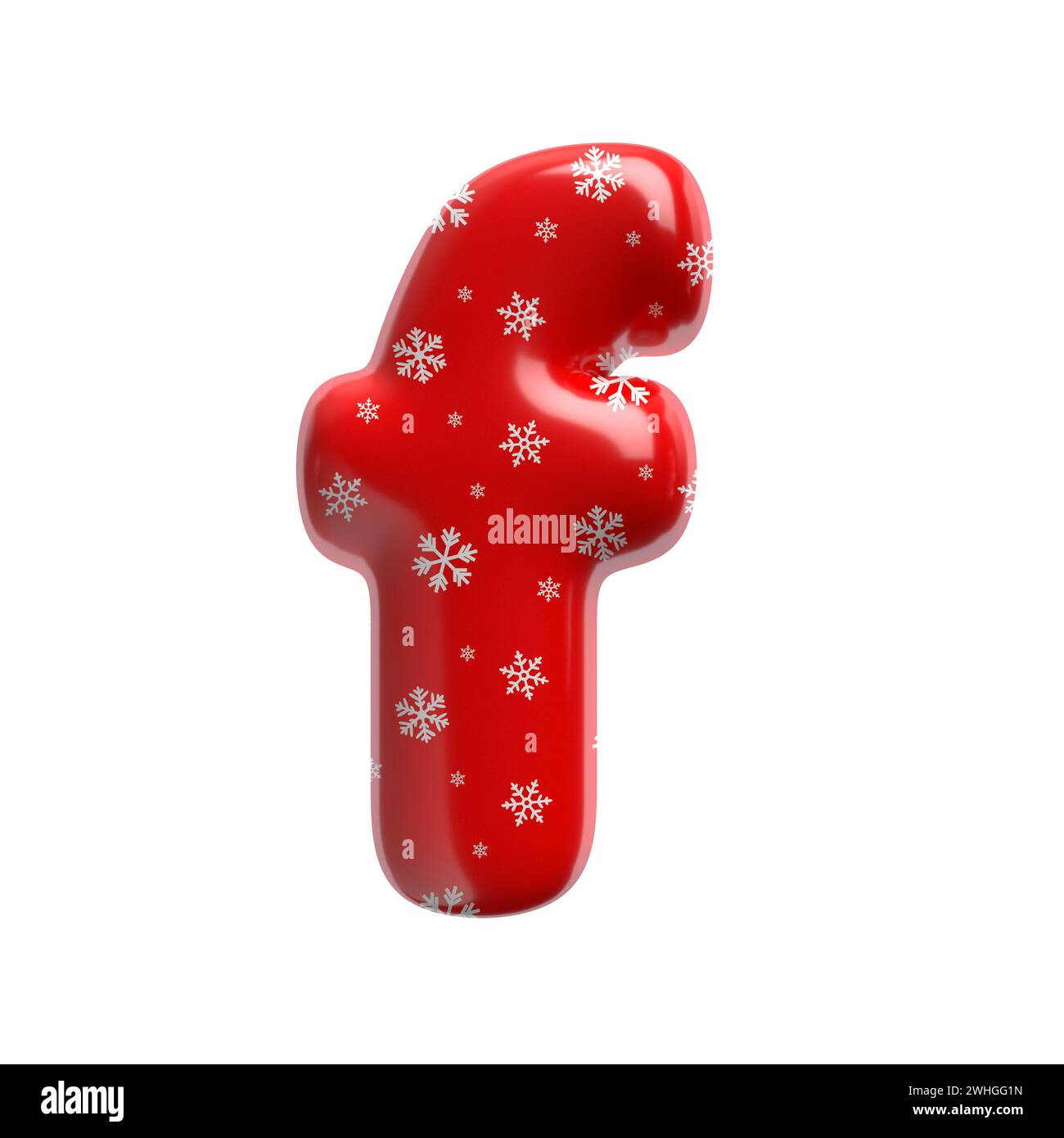 Schneeflocken-Buchstabe F - kleine 3D-weihnachtsschrift - geeignet für Weihnachten, weihnachtsmann oder Winterthemen Stockfoto