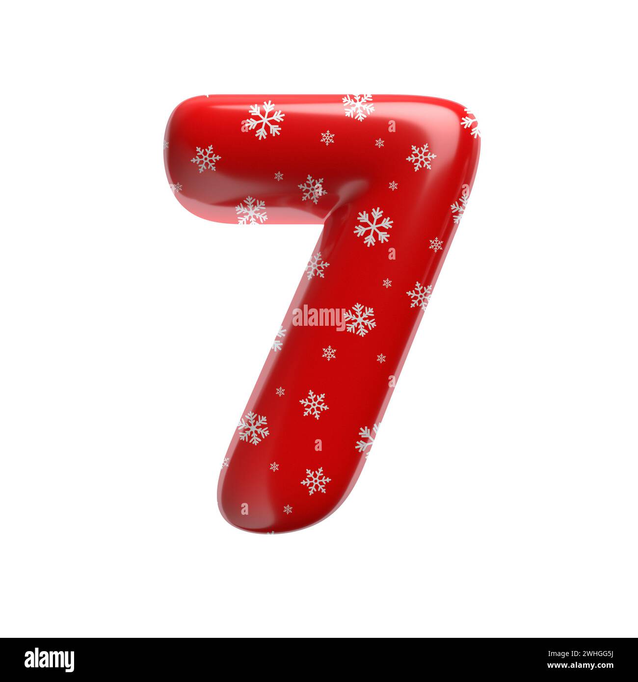 Schneeflocke Nummer 7 - 3D-weihnachtsziffer - geeignet für Weihnachten, weihnachtsmann oder Winterthemen Stockfoto