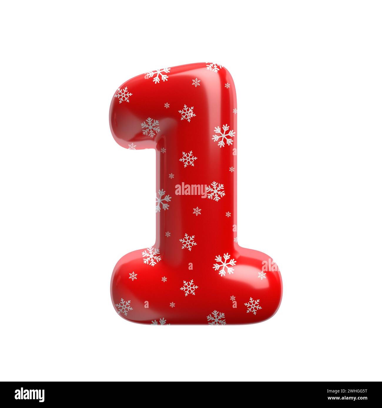 Schneeflocke Nummer 1 - 3D-weihnachtsziffer - geeignet für Weihnachten, weihnachtsmann oder Winterthemen Stockfoto