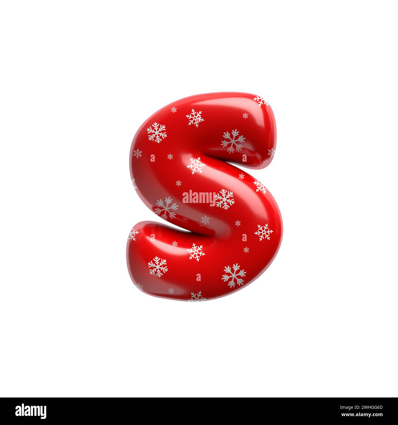 Schneeflockenbuchstabe S – kleine 3D-weihnachtsschrift – geeignet für Weihnachten, weihnachtsmann oder Winter-Themen Stockfoto